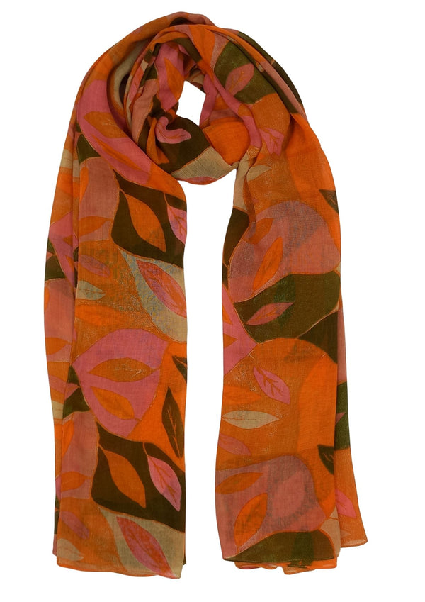 Leafs Patch Print Scarf (SE-4210_26 Orange)